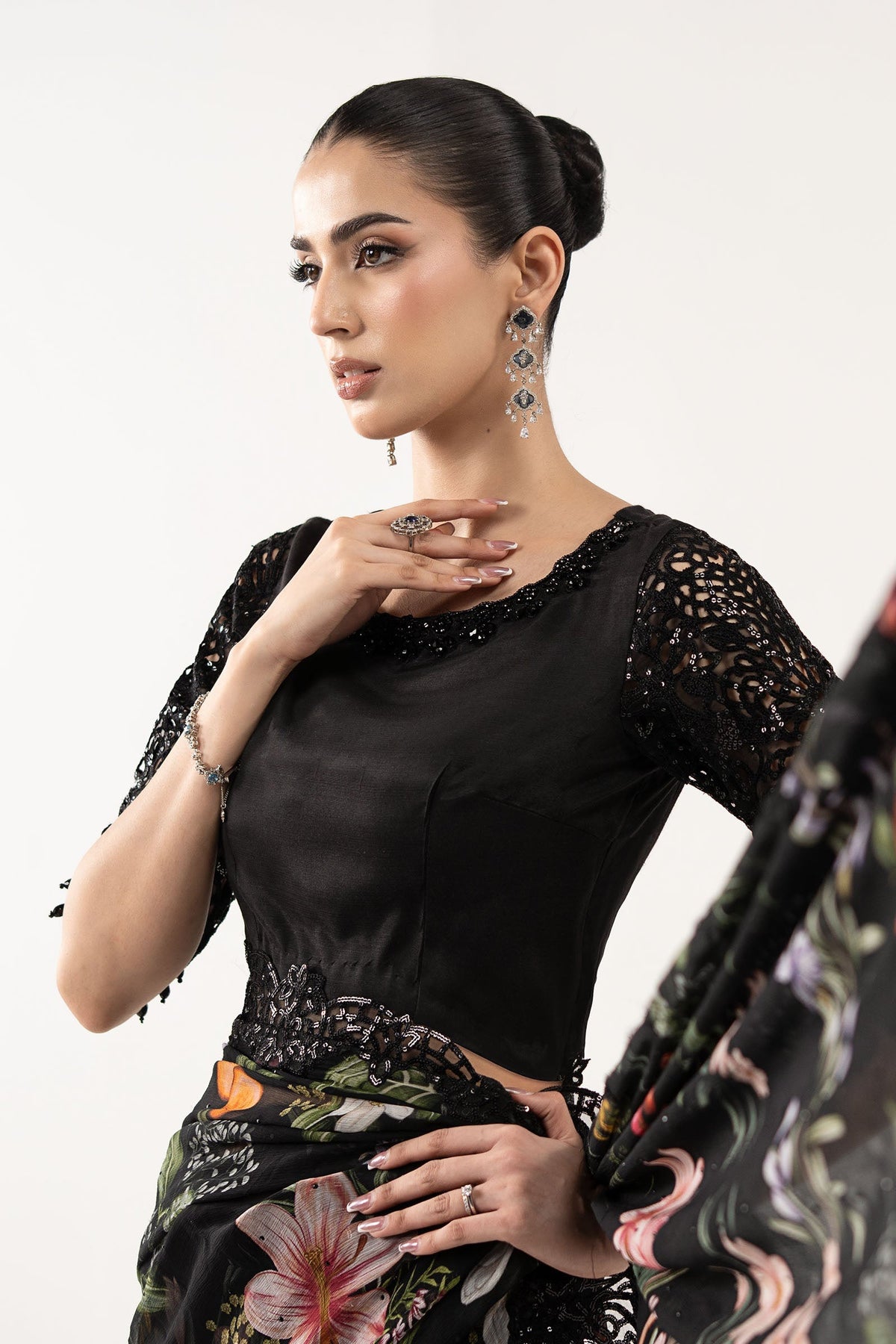 Maria B | Luxury Formals | SF-EF26-09-Black by Maria B - Designer Dress  - Type : Ladies Clothes - Available at Libayah - 100% Original 