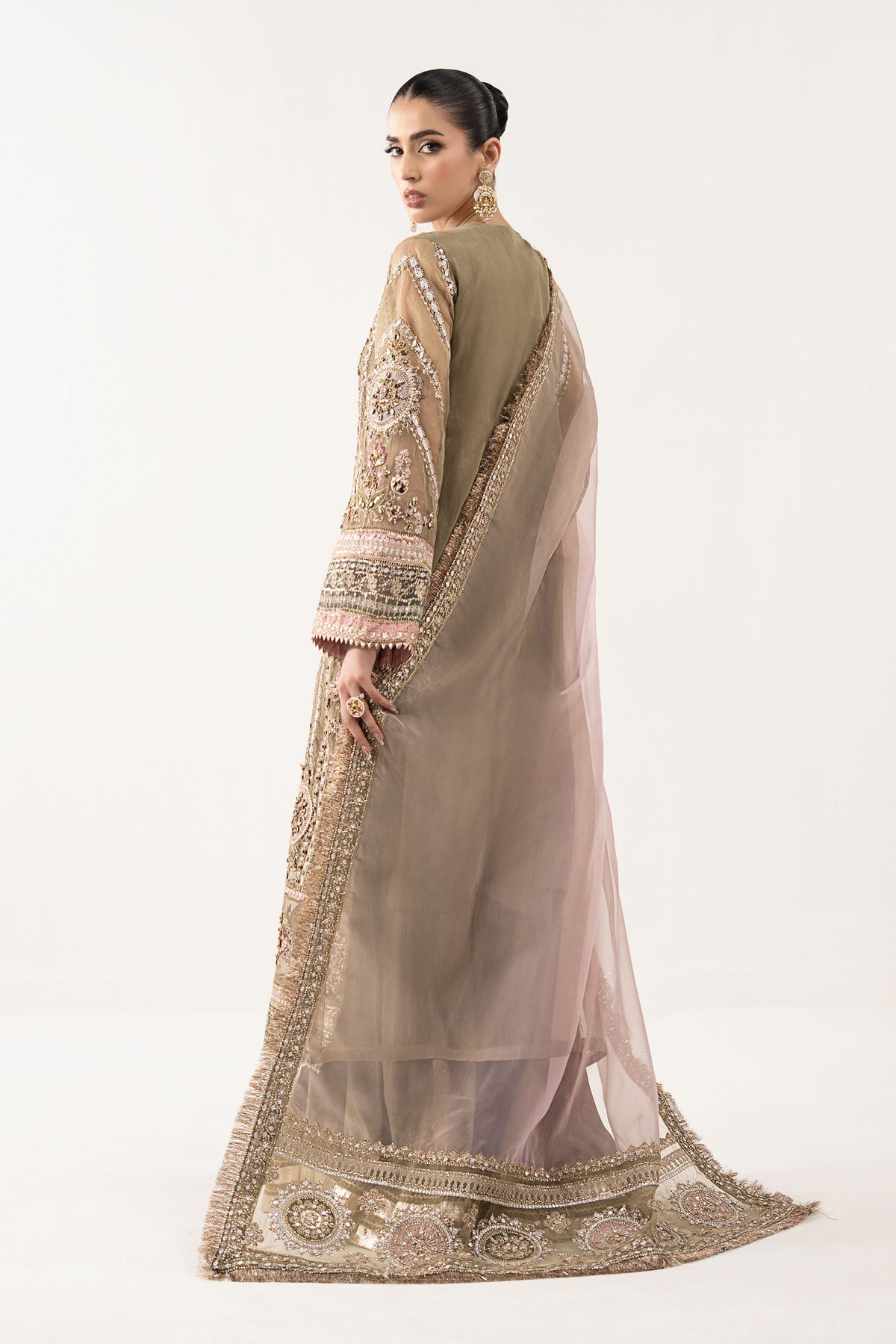 Maria B | Luxury Formals | SF-EF26-10-Coffee by Maria B - Designer Dress  - Type : Ladies Clothes - Available at Libayah - 100% Original 