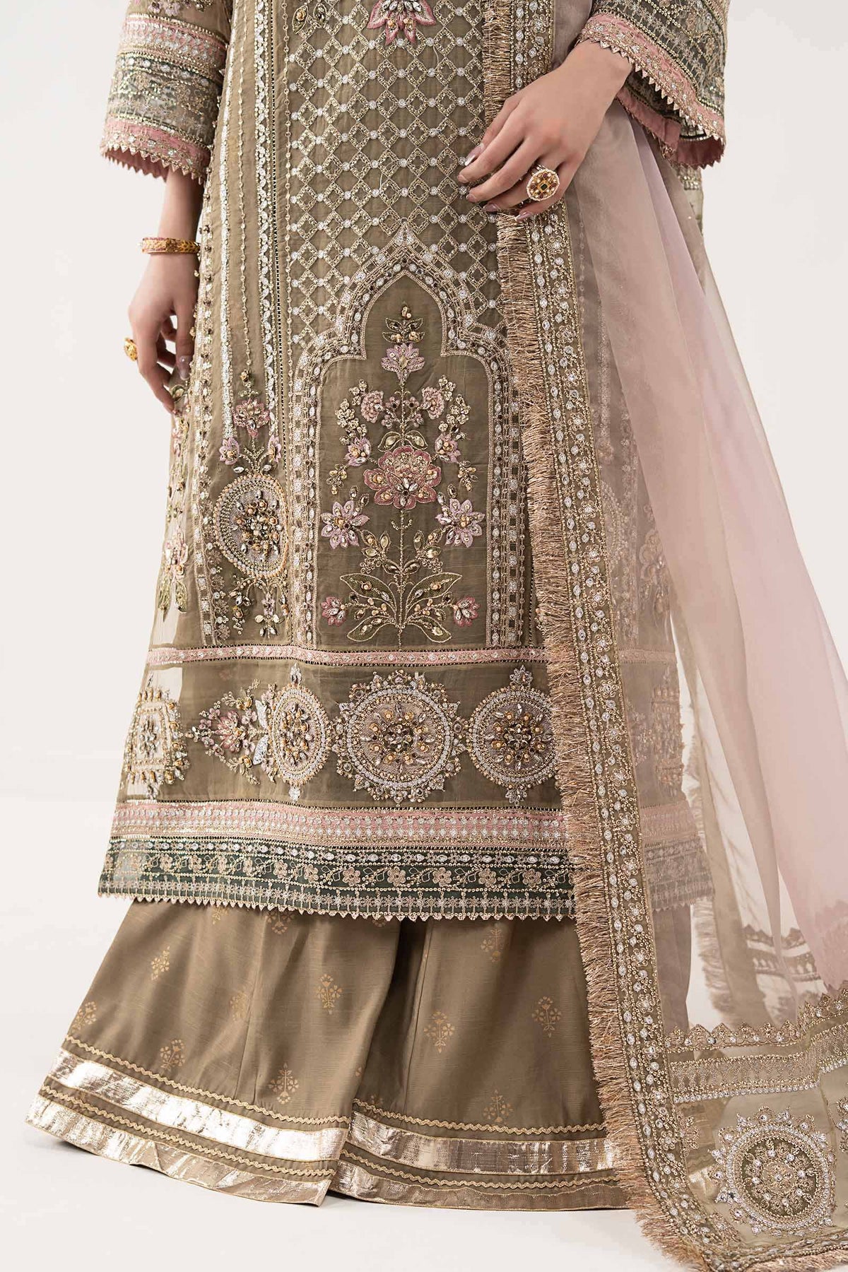 Maria B | Luxury Formals | SF-EF26-10-Coffee by Maria B - Designer Dress  - Type : Ladies Clothes - Available at Libayah - 100% Original 