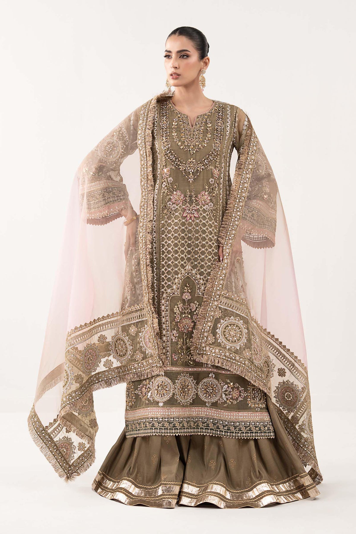 Maria B | Luxury Formals | SF-EF26-10-Coffee by Maria B - Designer Dress  - Type : Ladies Clothes - Available at Libayah - 100% Original 