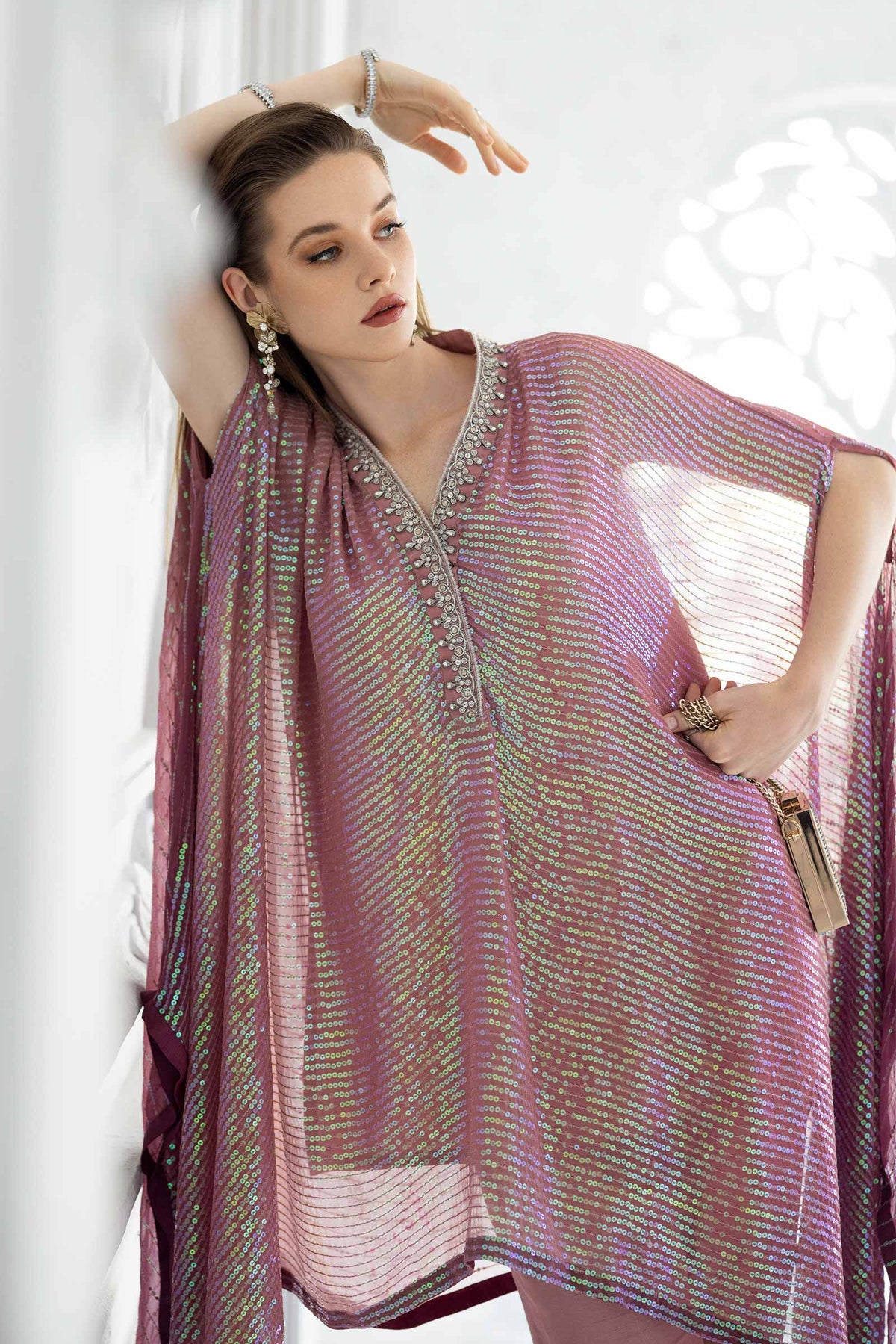 Maria B | Luxury Formals | SF-EF26-11-Beige and Green by Maria B - Designer Dress  - Type : Ladies Clothes - Available at Libayah - 100% Original 