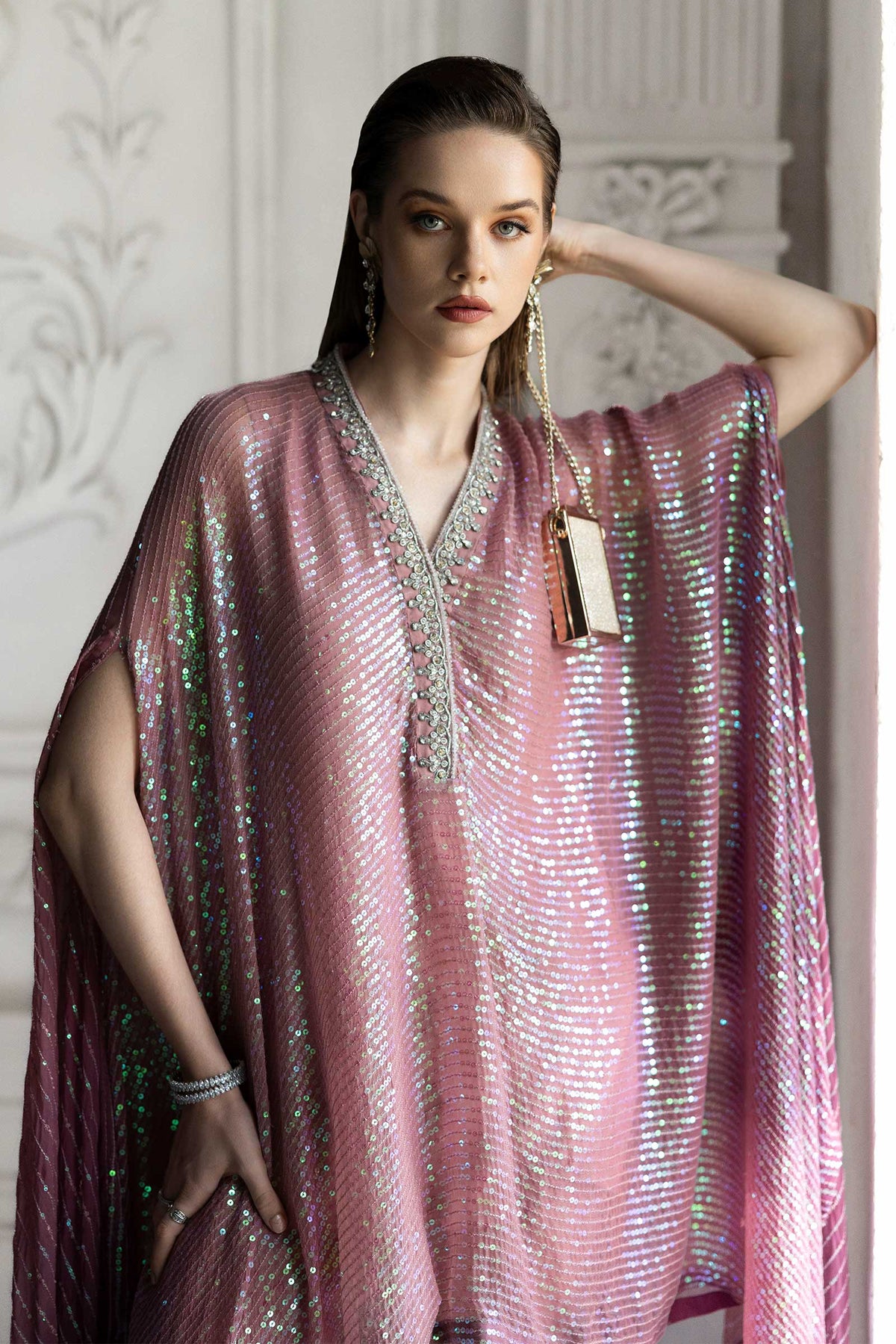Maria B | Luxury Formals | SF-EF26-11-Beige and Green by Maria B - Designer Dress  - Type : Ladies Clothes - Available at Libayah - 100% Original 