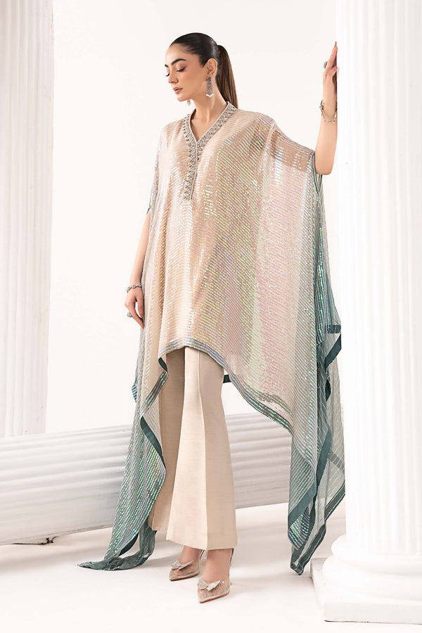 Maria B | Luxury Formals | SF-EF26-11-Beige and Green by Maria B - Designer Dress  - Type : Ladies Clothes - Available at Libayah - 100% Original 