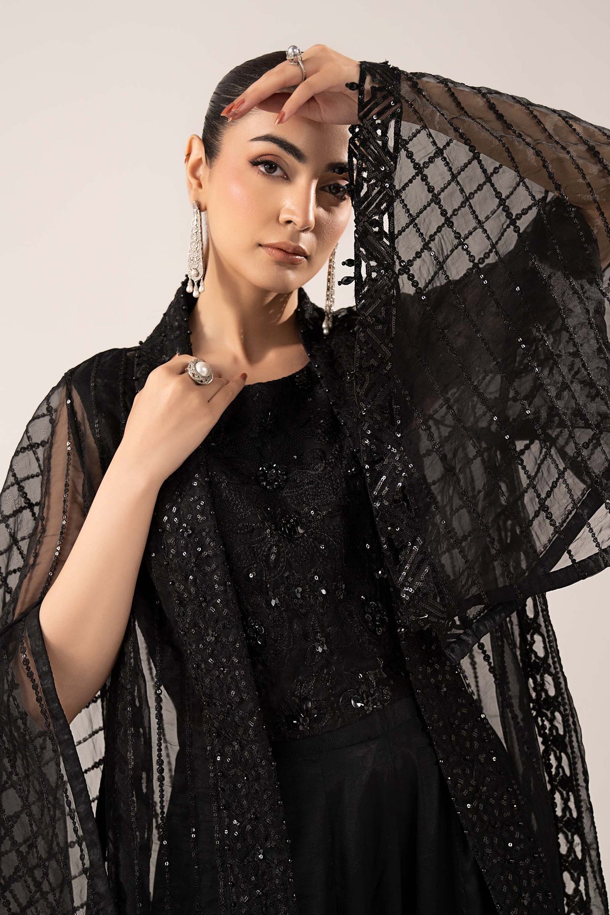 Maria B | Luxury Formals | SF-EF26-12-Black by Maria B - Designer Dress  - Type : Ladies Clothes - Available at Libayah - 100% Original 