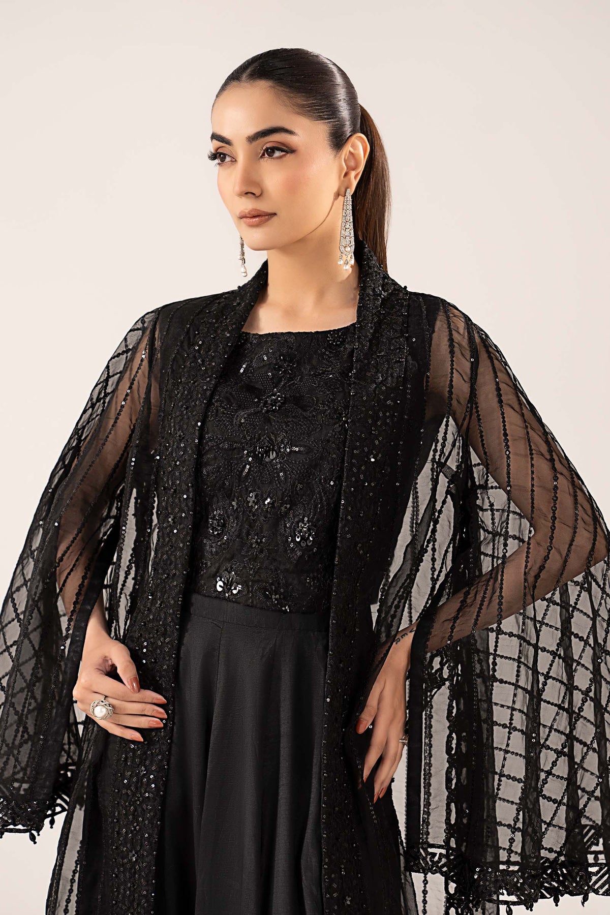 Maria B | Luxury Formals | SF-EF26-12-Black by Maria B - Designer Dress  - Type : Ladies Clothes - Available at Libayah - 100% Original 