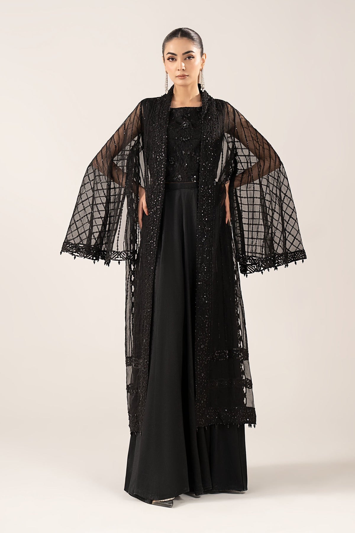 Maria B | Luxury Formals | SF-EF26-12-Black by Maria B - Designer Dress  - Type : Ladies Clothes - Available at Libayah - 100% Original 