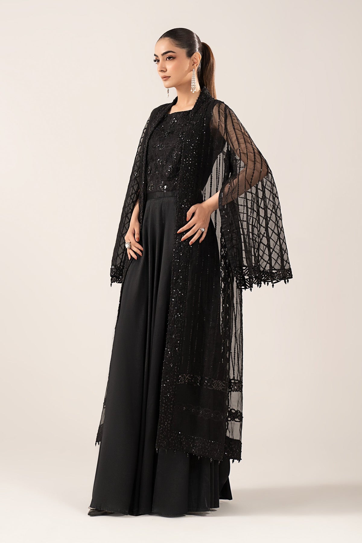 Maria B | Luxury Formals | SF-EF26-12-Black by Maria B - Designer Dress  - Type : Ladies Clothes - Available at Libayah - 100% Original 