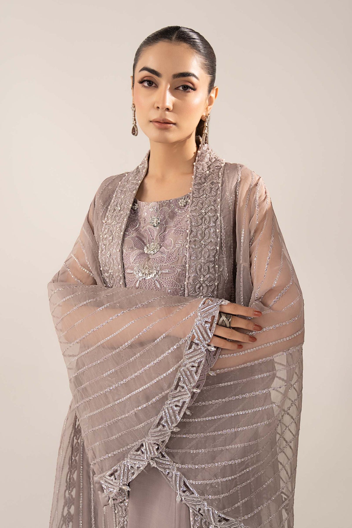 Maria B | Luxury Formals | SF-EF26-12-Lilac by Maria B - Designer Dress  - Type : Ladies Clothes - Available at Libayah - 100% Original 