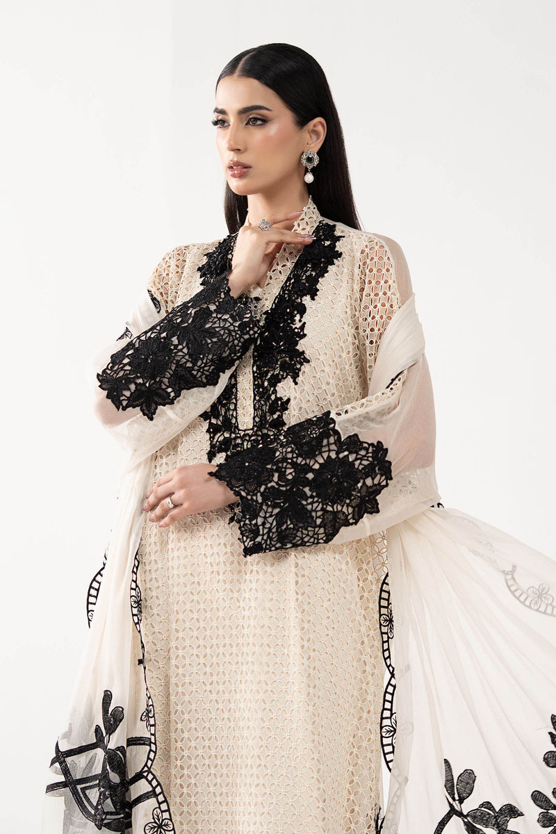Maria B | Luxury Formals | SF-EF26-13-Off White by Maria B - Designer Dress  - Type : Ladies Clothes - Available at Libayah - 100% Original 