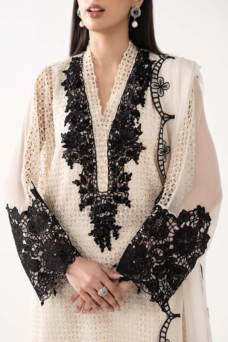 Maria B | Luxury Formals | SF-EF26-13-Off White by Maria B - Designer Dress  - Type : Ladies Clothes - Available at Libayah - 100% Original 