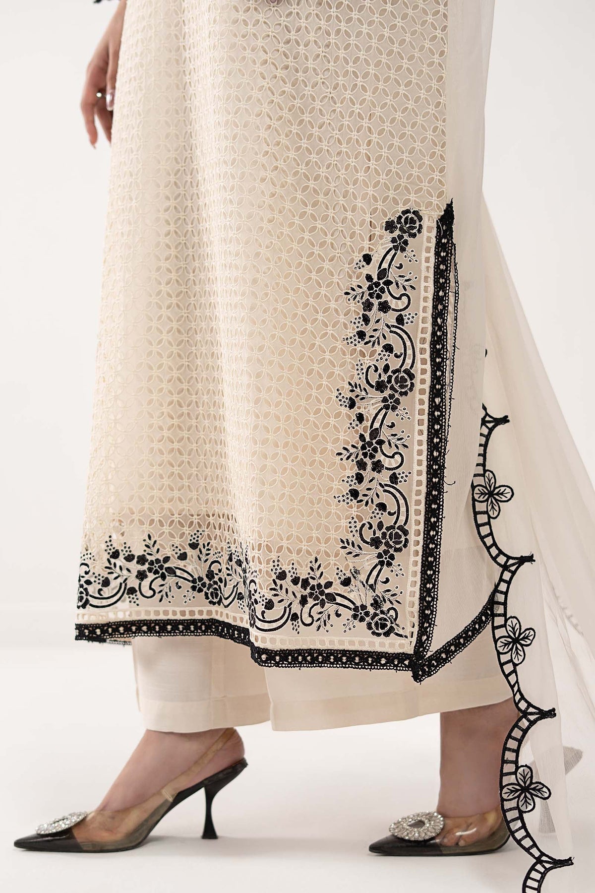 Maria B | Luxury Formals | SF-EF26-13-Off White by Maria B - Designer Dress  - Type : Ladies Clothes - Available at Libayah - 100% Original 