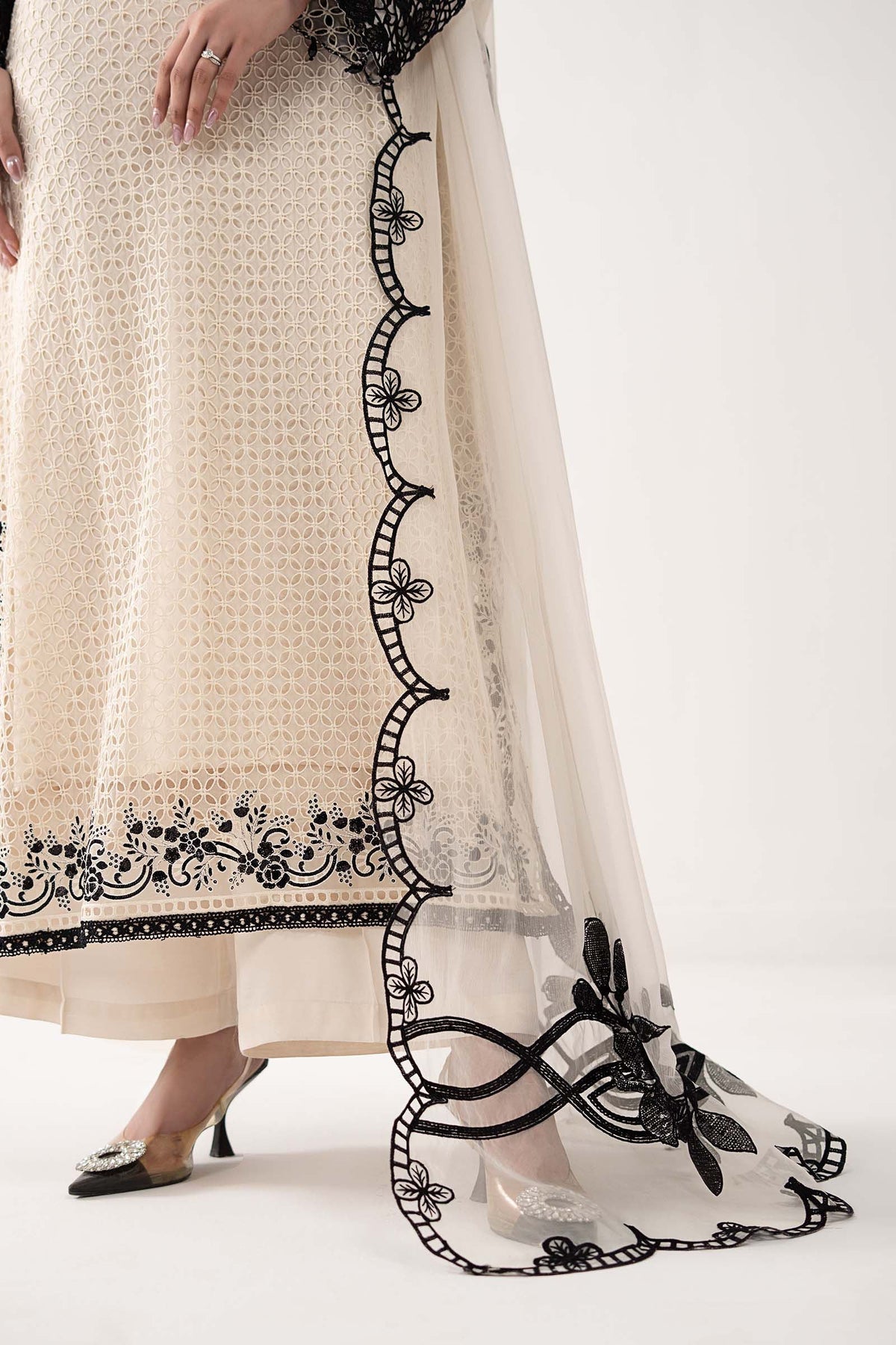 Maria B | Luxury Formals | SF-EF26-13-Off White by Maria B - Designer Dress  - Type : Ladies Clothes - Available at Libayah - 100% Original 