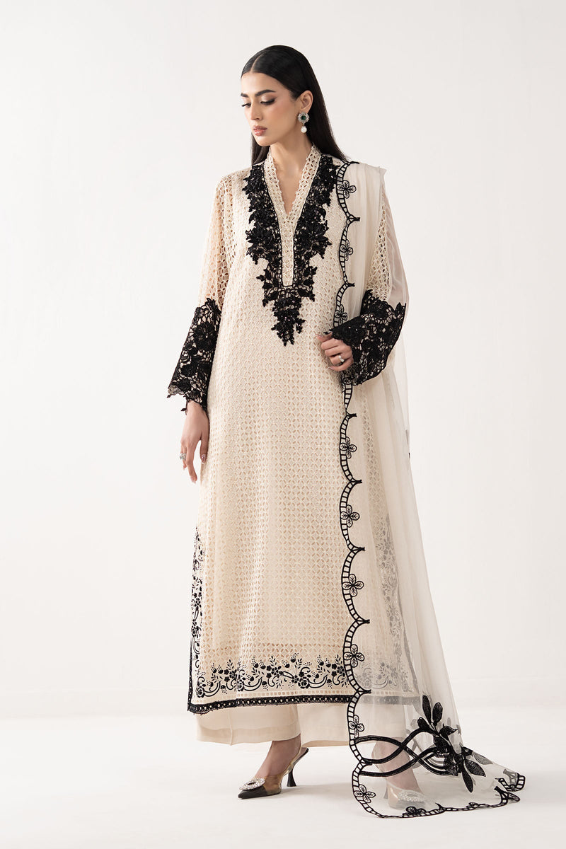 Maria B | Luxury Formals | SF-EF26-13-Off White by Maria B - Designer Dress  - Type : Ladies Clothes - Available at Libayah - 100% Original 