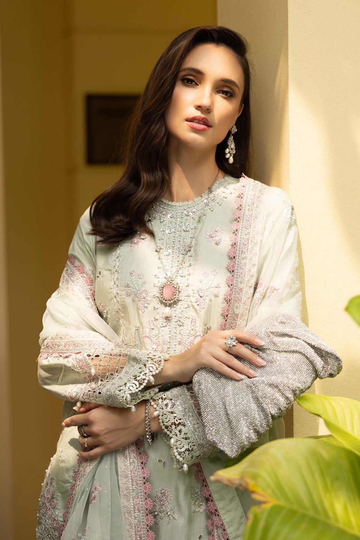 Maria B | Luxury Formals | SF-EF26-20-Green by Maria B - Designer Dress  - Type : Ladies Clothes - Available at Libayah - 100% Original 
