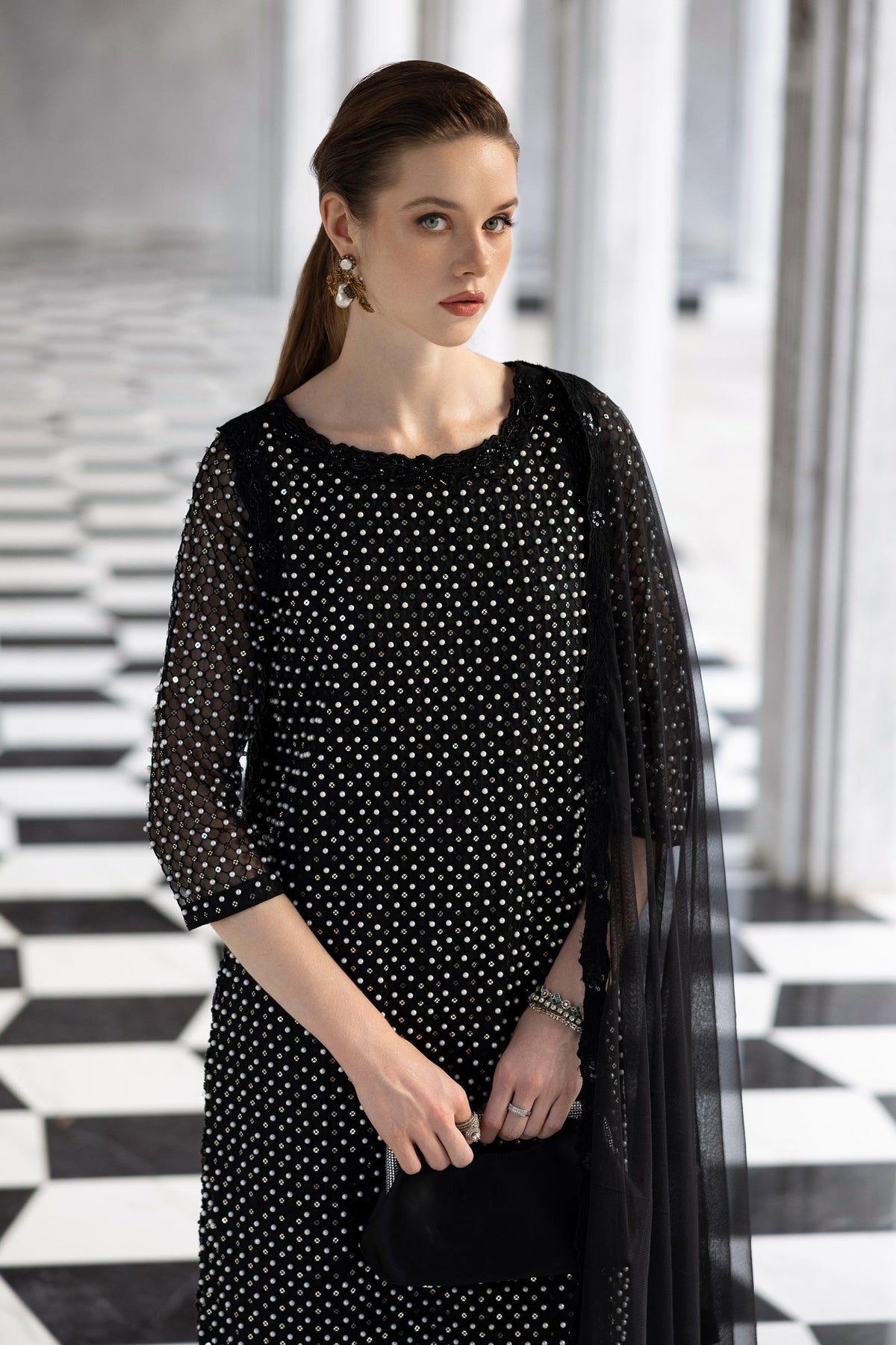 Maria B | Luxury Formals | SF-EF26-23-Black by Maria B - Designer Dress  - Type : Ladies Clothes - Available at Libayah - 100% Original 