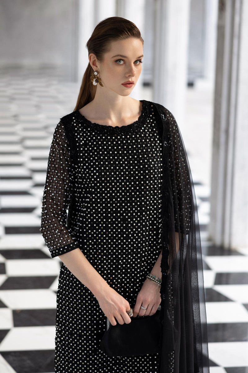 Maria B | Luxury Formals | SF-EF26-23-Black by Maria B - Designer Dress  - Type : Ladies Clothes - Available at Libayah - 100% Original 