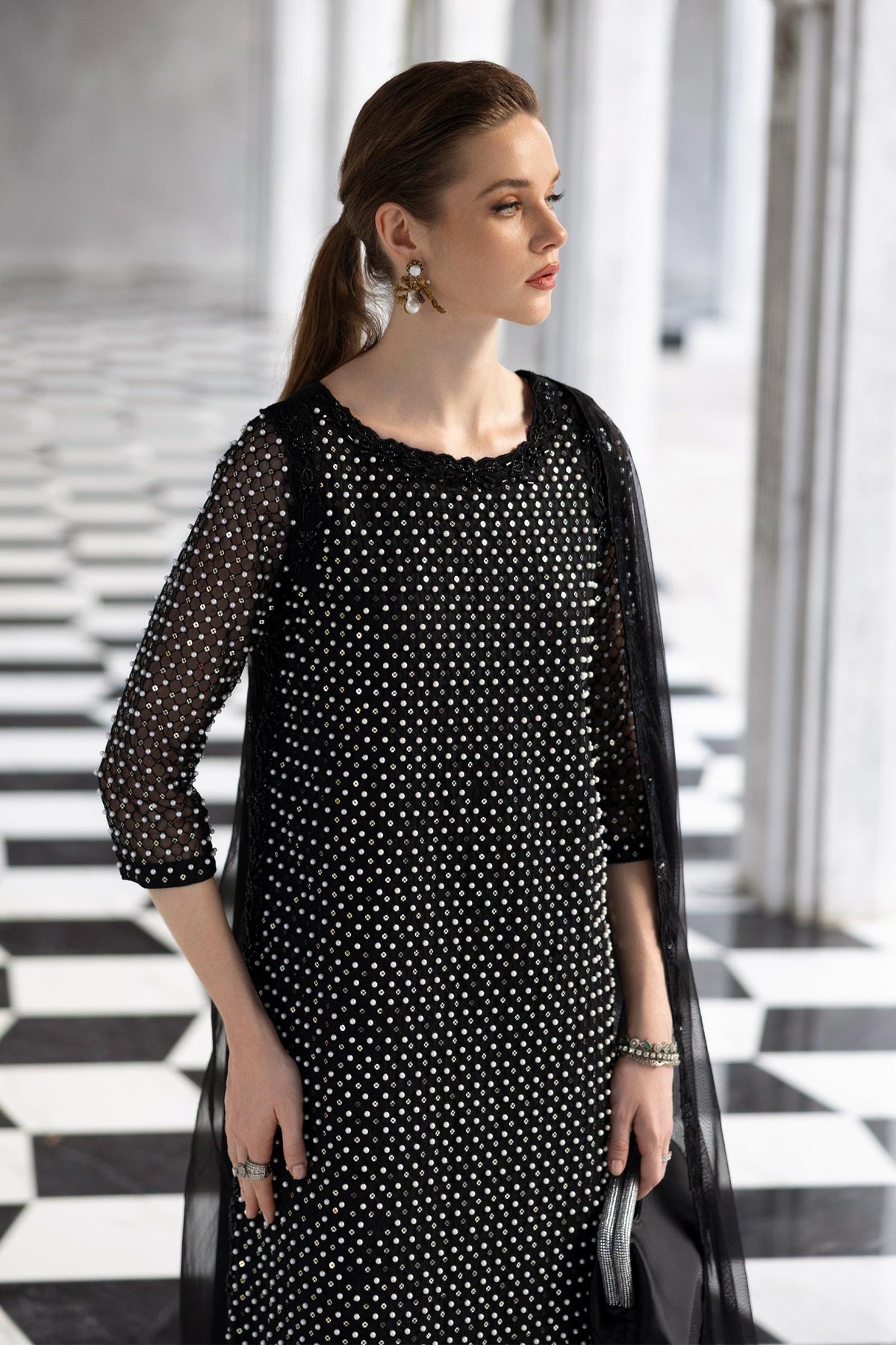 Maria B | Luxury Formals | SF-EF26-23-Black by Maria B - Designer Dress  - Type : Ladies Clothes - Available at Libayah - 100% Original 