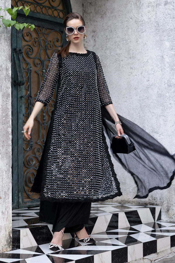 Maria B | Luxury Formals | SF-EF26-23-Black by Maria B - Designer Dress  - Type : Ladies Clothes - Available at Libayah - 100% Original 