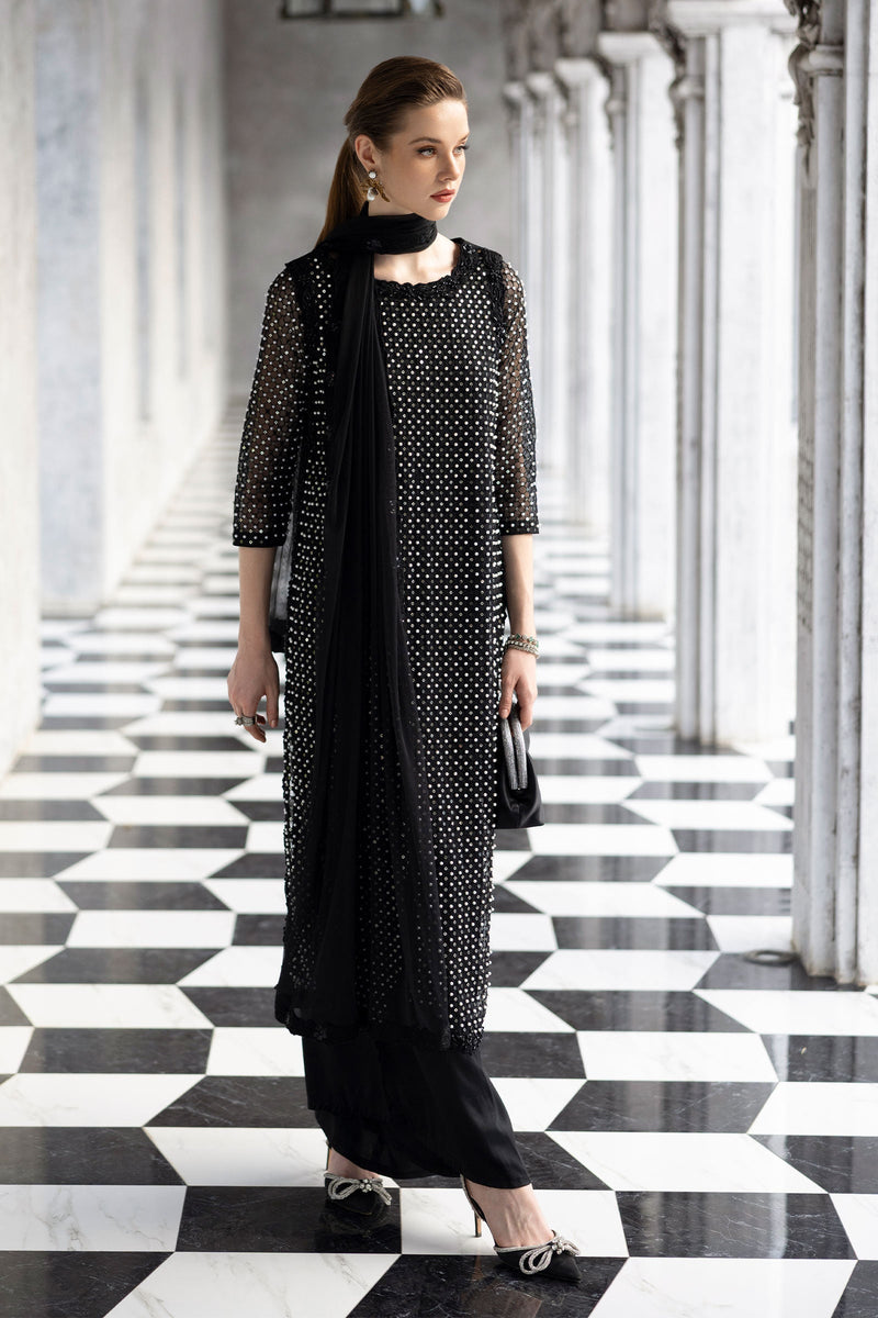 Maria B | Luxury Formals | SF-EF26-23-Black by Maria B - Designer Dress  - Type : Ladies Clothes - Available at Libayah - 100% Original 