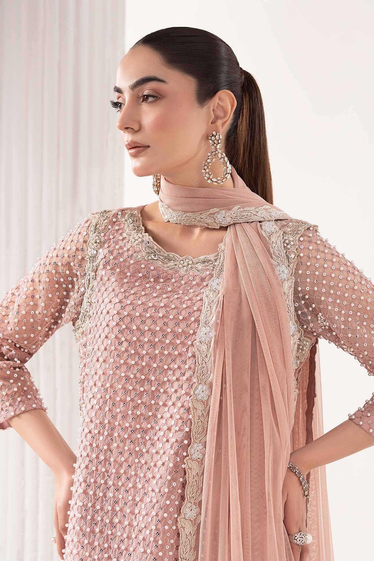 Maria B | Luxury Formals | SF-EF26-23-Pink by Maria B - Designer Dress  - Type : Ladies Clothes - Available at Libayah - 100% Original 