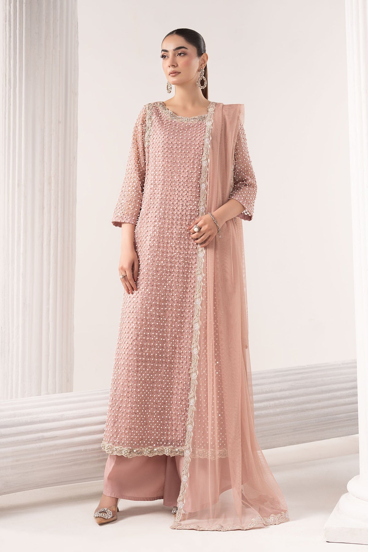Maria B | Luxury Formals | SF-EF26-23-Pink by Maria B - Designer Dress  - Type : Ladies Clothes - Available at Libayah - 100% Original 