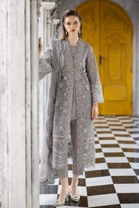 Maria B | Luxury Formals | SF-EF26-25-Grey by Maria B - Designer Dress  - Type : Ladies Clothes - Available at Libayah - 100% Original 