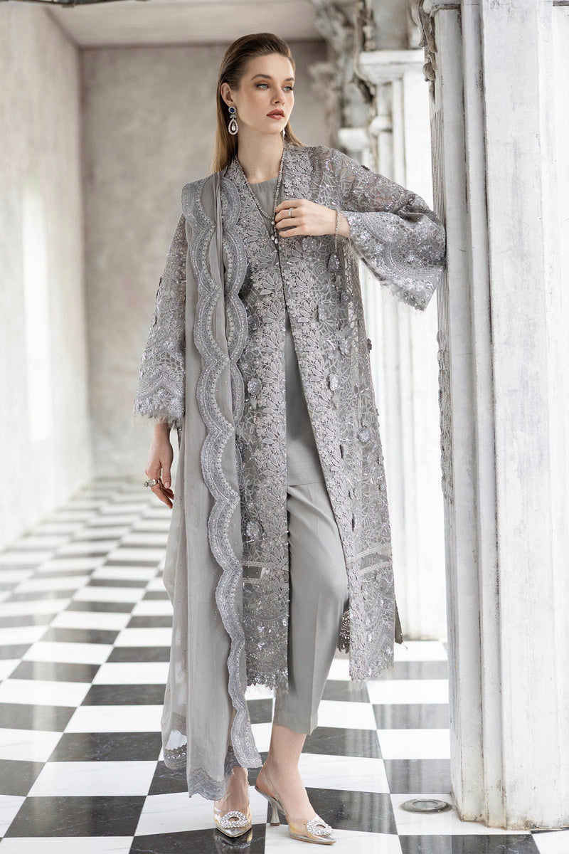 Maria B | Luxury Formals | SF-EF26-25-Grey by Maria B - Designer Dress  - Type : Ladies Clothes - Available at Libayah - 100% Original 