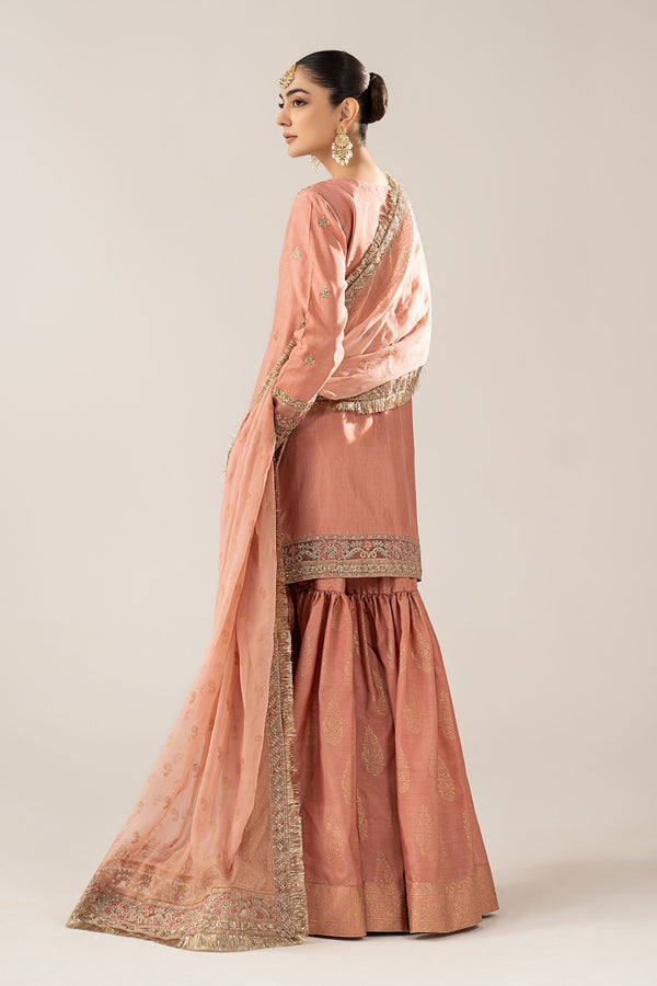 Maria B | Luxury Formals | SF-EF26-28-Peach by Maria B - Designer Dress  - Type : Ladies Clothes - Available at Libayah - 100% Original 