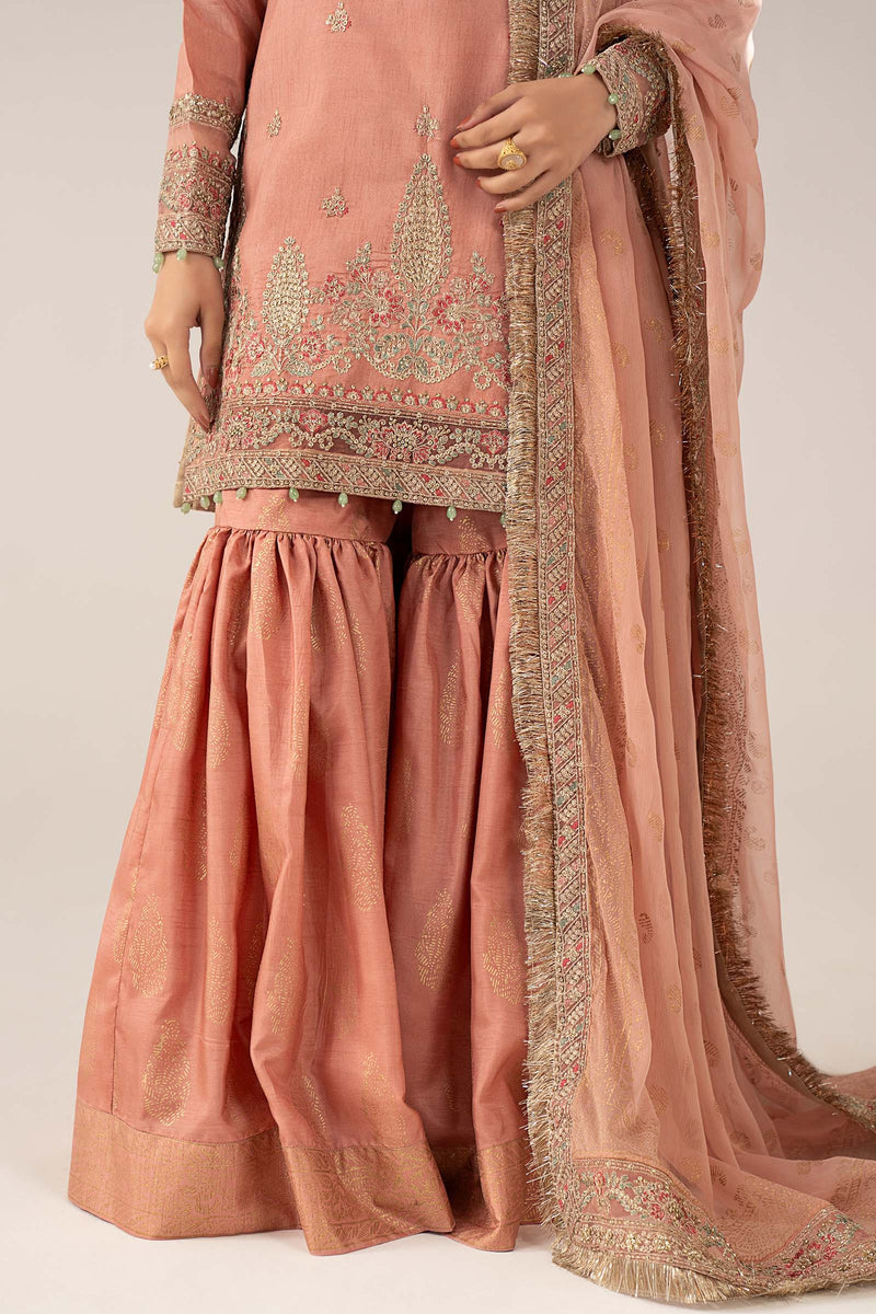 Maria B | Luxury Formals | SF-EF26-28-Peach by Maria B - Designer Dress  - Type : Ladies Clothes - Available at Libayah - 100% Original 