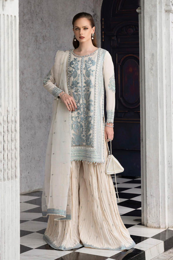 Maria B | Luxury Formals | SF-EF26-39-Off White by Maria B - Designer Dress  - Type : Ladies Clothes - Available at Libayah - 100% Original 