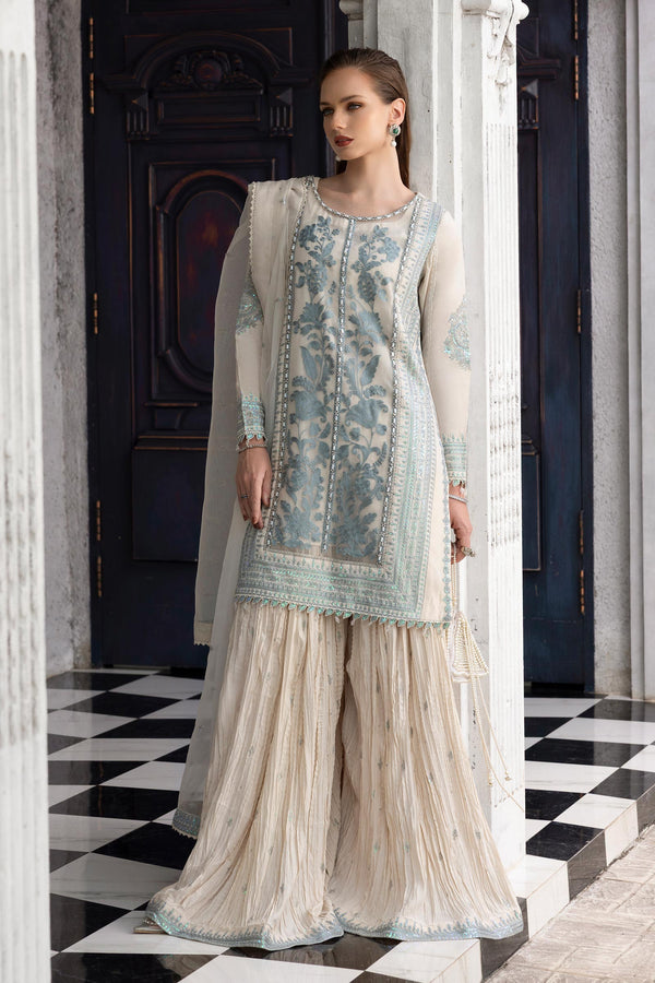 Maria B | Luxury Formals | SF-EF26-39-Off White by Maria B - Designer Dress  - Type : Ladies Clothes - Available at Libayah - 100% Original 