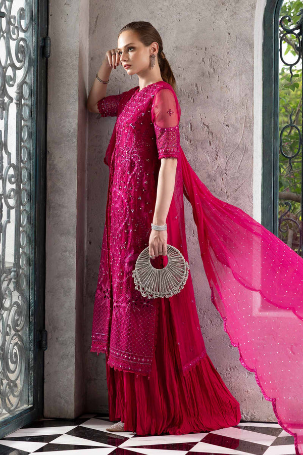 Maria B | Luxury Formals | SF-EF26-53-Fuchsia Pink by Maria B - Designer Dress  - Type : Ladies Clothes - Available at Libayah - 100% Original 