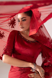 Maria B | Luxury Formals | SF-EF26-56-Red by Maria B - Designer Dress  - Type : Ladies Clothes - Available at Libayah - 100% Original 