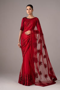 Maria B | Luxury Formals | SF-EF26-56-Red by Maria B - Designer Dress  - Type : Ladies Clothes - Available at Libayah - 100% Original 
