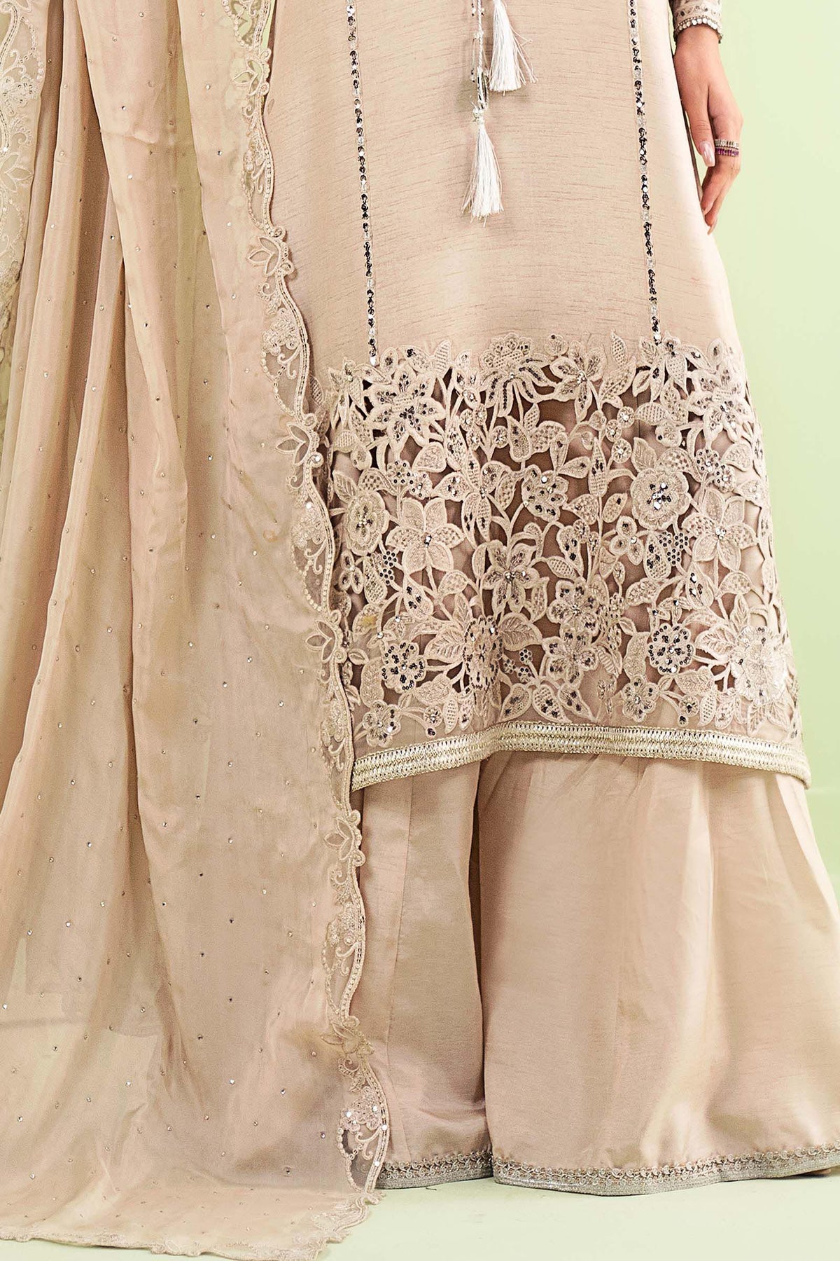 Maria B | Luxury Formals | SF-EF26-63-BEIGE by Maria B - Designer Dress  - Type : Ladies Clothes - Available at Libayah - 100% Original 