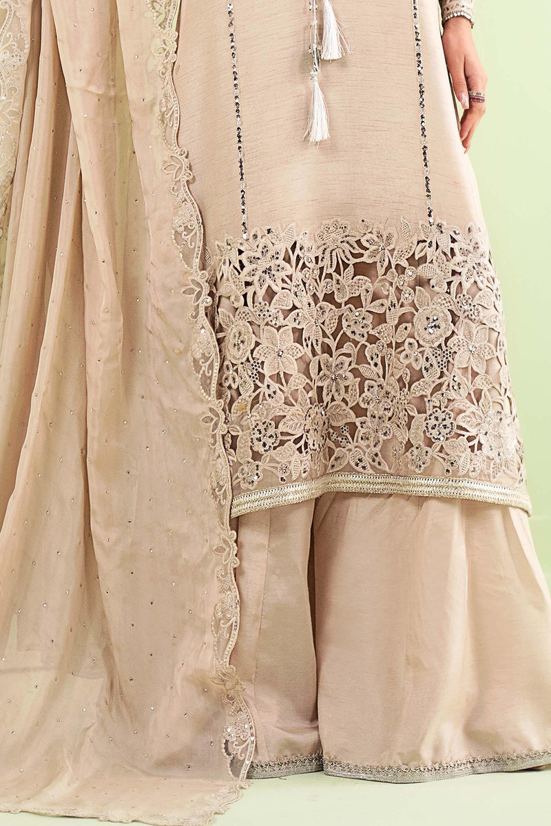 Maria B | Luxury Formals | SF-EF26-63-BEIGE by Maria B - Designer Dress  - Type : Ladies Clothes - Available at Libayah - 100% Original 