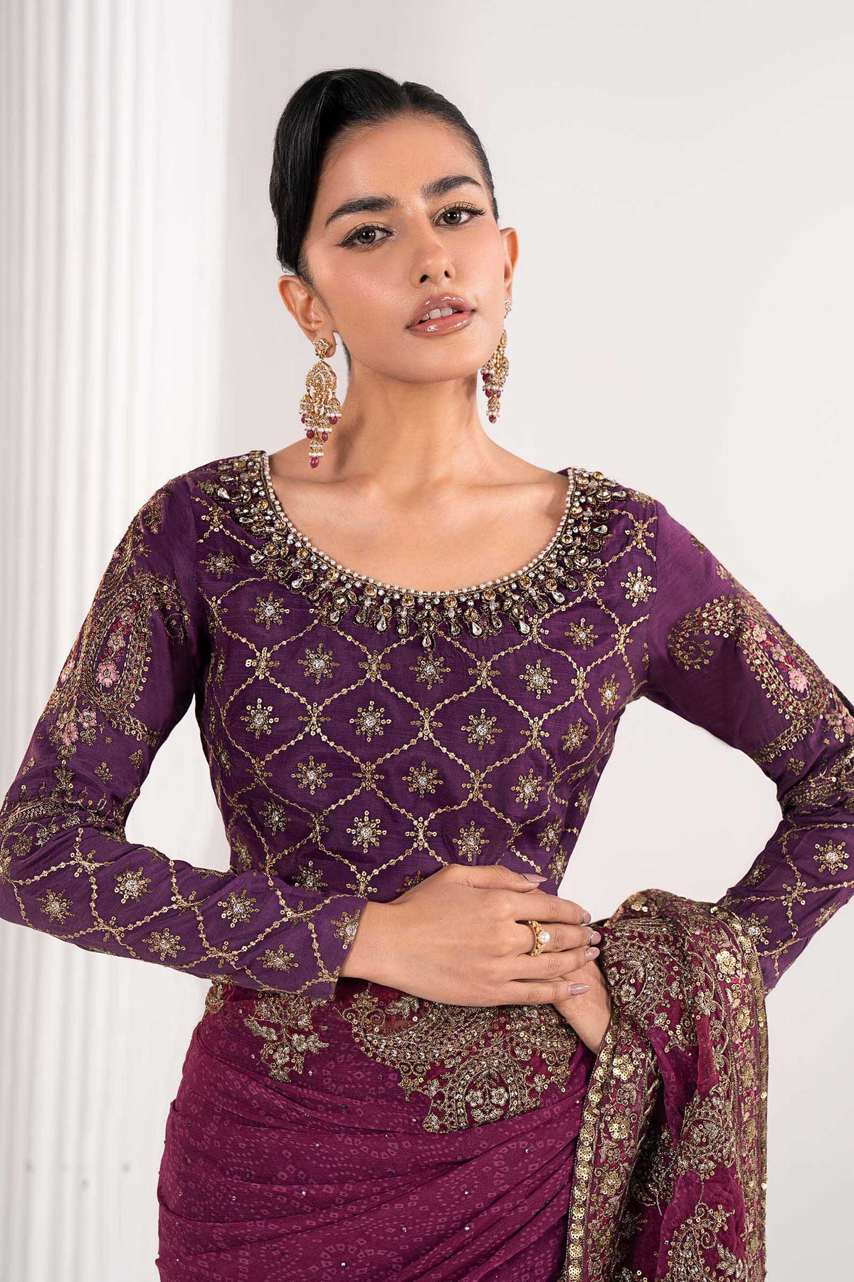 Maria B | Luxury Formals | SF-EF26-67-Purple by Maria B - Designer Dress  - Type : Ladies Clothes - Available at Libayah - 100% Original 