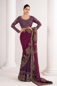 Maria B | Luxury Formals | SF-EF26-67-Purple by Maria B - Designer Dress  - Type : Ladies Clothes - Available at Libayah - 100% Original 