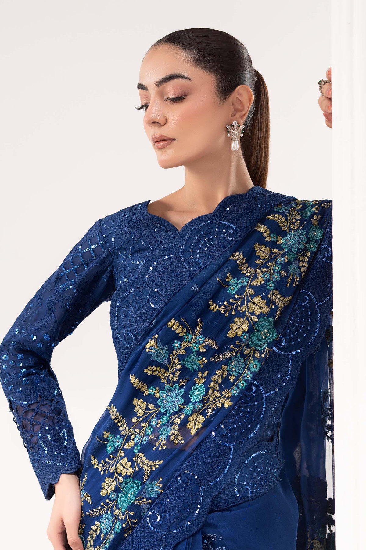 Maria B | Luxury Formals | SF-EF26-69-Blue by Maria B - Designer Dress  - Type : Ladies Clothes - Available at Libayah - 100% Original 