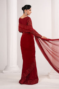 Maria B | Luxury Formals | SF-EF26-70-Red by Maria B - Designer Dress  - Type : Ladies Clothes - Available at Libayah - 100% Original 