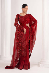 Maria B | Luxury Formals | SF-EF26-70-Red by Maria B - Designer Dress  - Type : Ladies Clothes - Available at Libayah - 100% Original 