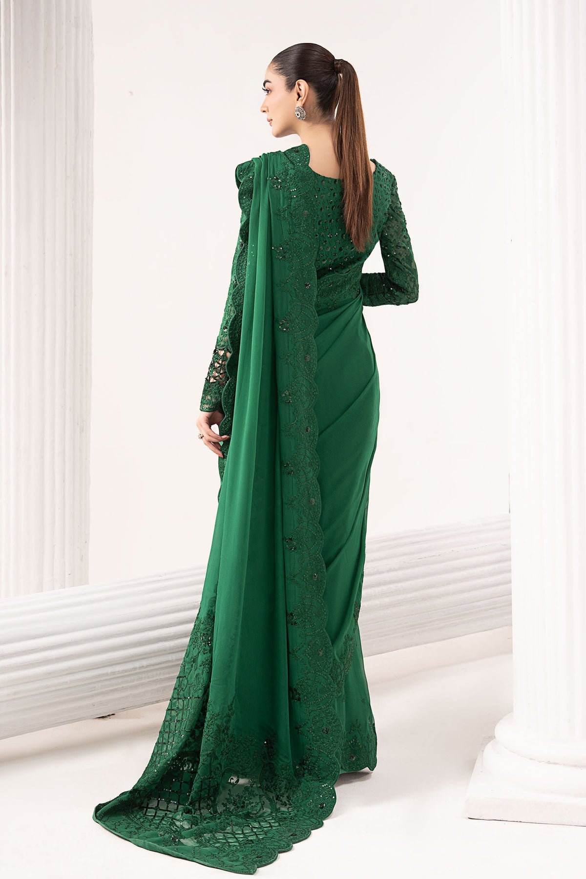 Maria B | Luxury Formals | SF-EF26-73-Green by Maria B - Designer Dress  - Type : Ladies Clothes - Available at Libayah - 100% Original 