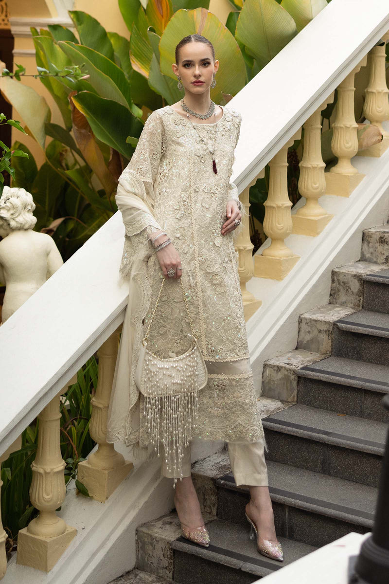 Maria B | Luxury Formals | SF-EF26-21-Off White by Maria B - Designer Dress  - Type : Ladies Clothes - Available at Libayah - 100% Original 