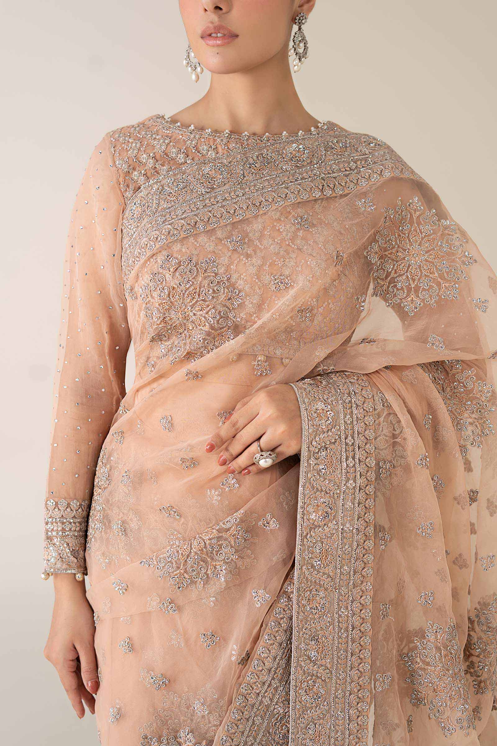 Maria B | Pre Fall 25 | Organza Saree 09 by Maria B - Designer Dress  - Type : Ladies Clothes - Available at Libayah - 100% Original 