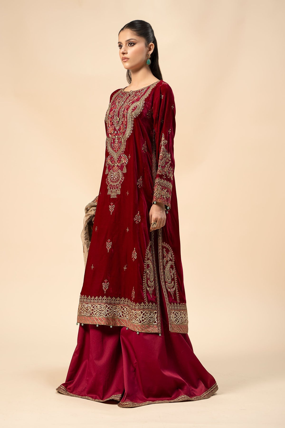 Maria B | Formal Wears | Velvet Suit | SF-W24-29 by Maria B - Designer Dress - Type: Ladies Clothes - Available at Libayah - 100% Original