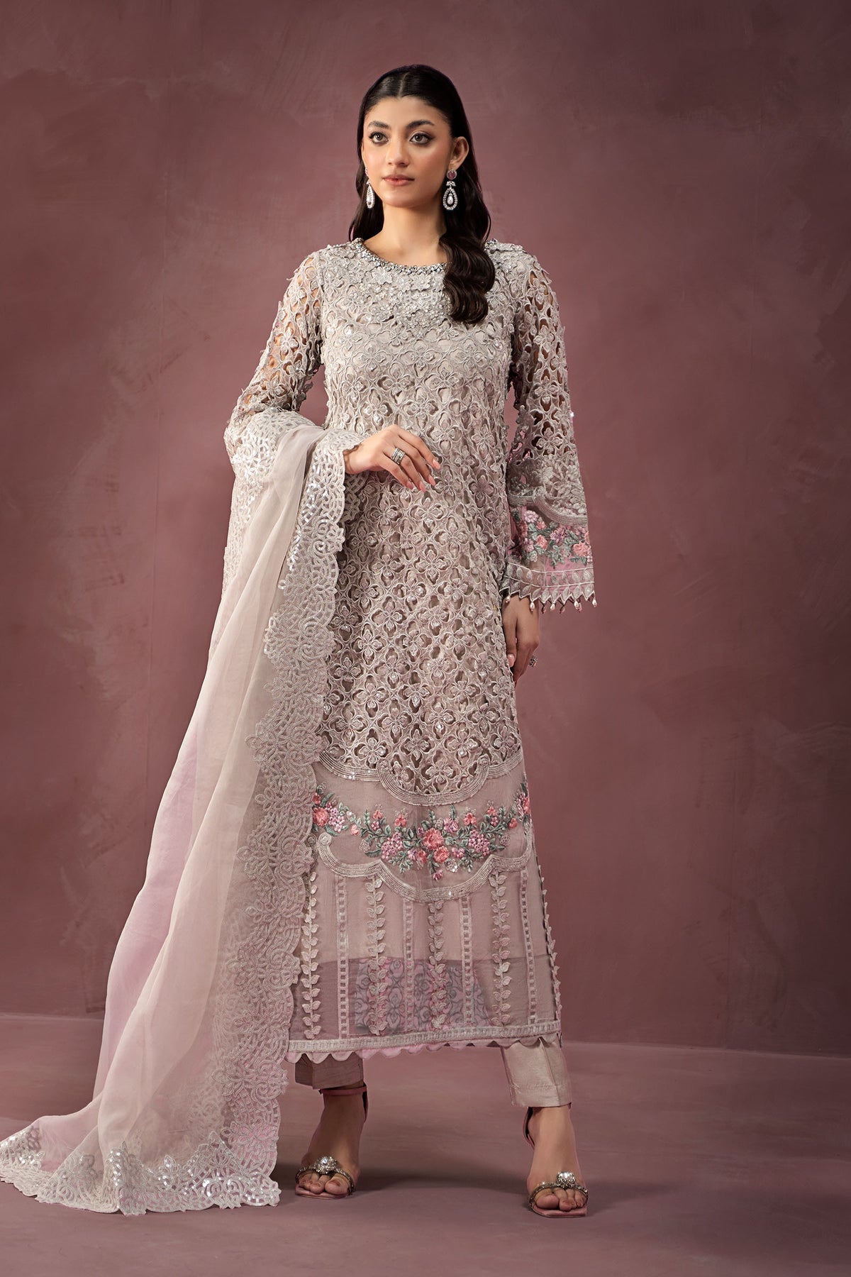 Maria B | Formal Wears | Organza Suit | SF-W24-69 by Maria B - Designer Dress - Type: Ladies Clothes - Available at Libayah - 100% Original