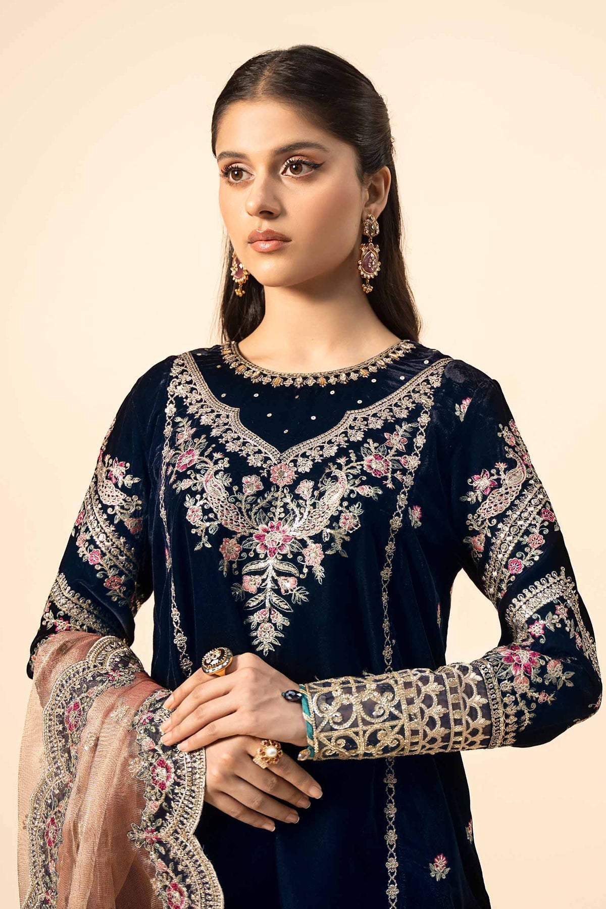 Maria B | Formal Wears | Velvet Suit | SF-W24-80 by Maria B - Designer Dress - Type: Ladies Clothes - Available at Libayah - 100% Original