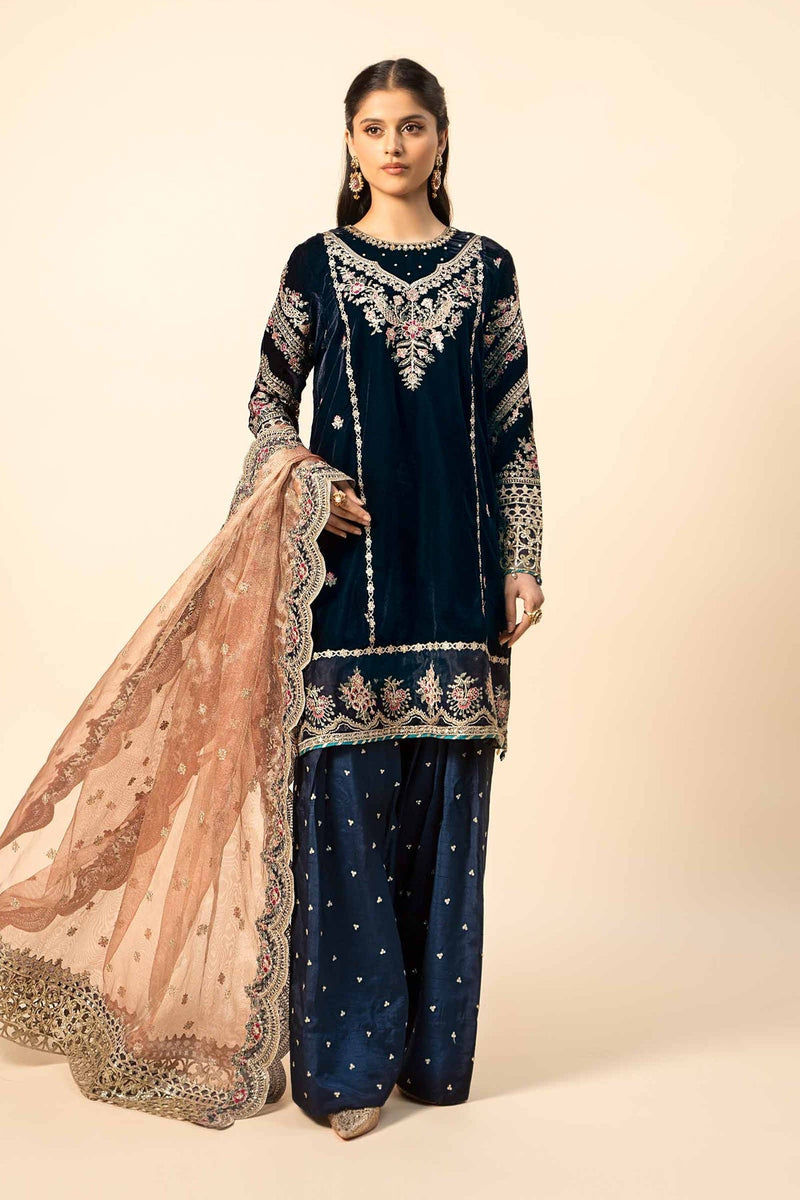 Maria B | Formal Wears | Velvet Suit | SF-W24-80 by Maria B - Designer Dress - Type: Ladies Clothes - Available at Libayah - 100% Original