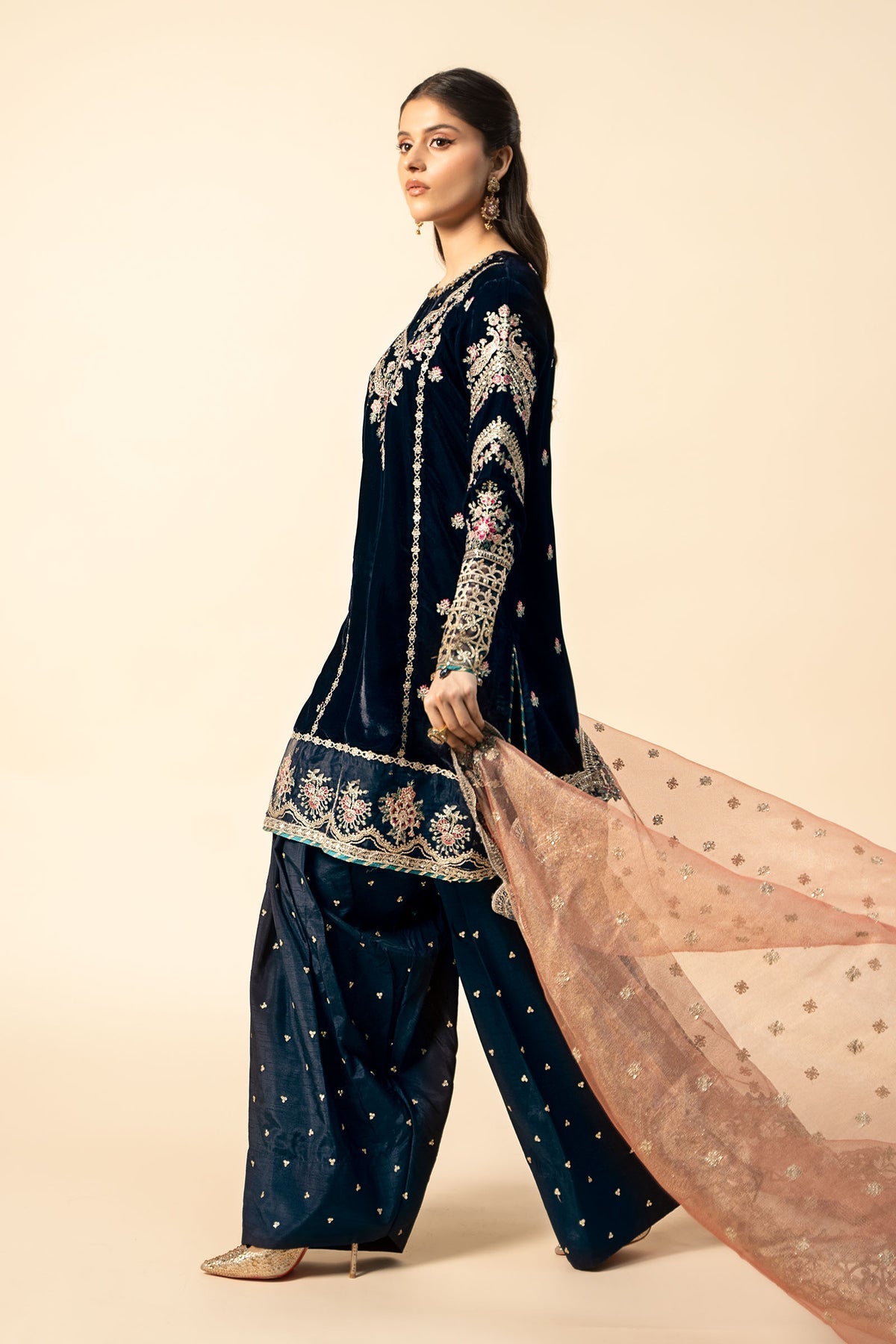 Maria B | Formal Wears | Velvet Suit | SF-W24-80 by Maria B - Designer Dress - Type: Ladies Clothes - Available at Libayah - 100% Original