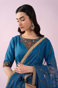 Maria B | Luxury Formals | SF-EF26-04-Blue by Maria B - Designer Dress  - Type : Ladies Clothes - Available at Libayah - 100% Original 